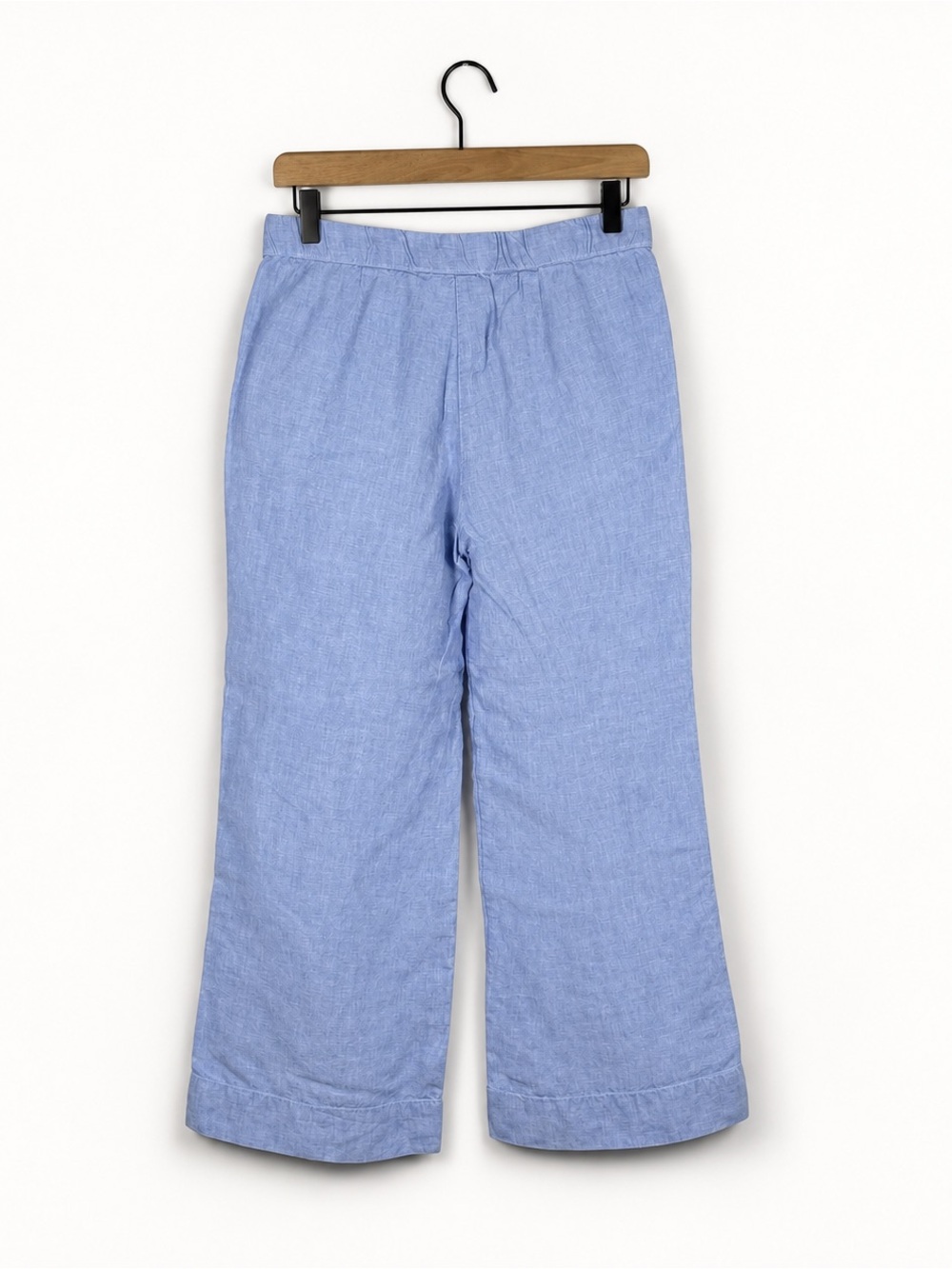 J. Jill Love Linen Pants XS Blue Wide Leg Cropped Elastic Waist 100% Linen - Picture 5 of 7